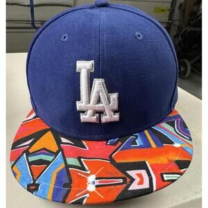 LA Dodgers New Era 59FIFTY Fitted Hat Size 8 Graffiti Brim Street Art